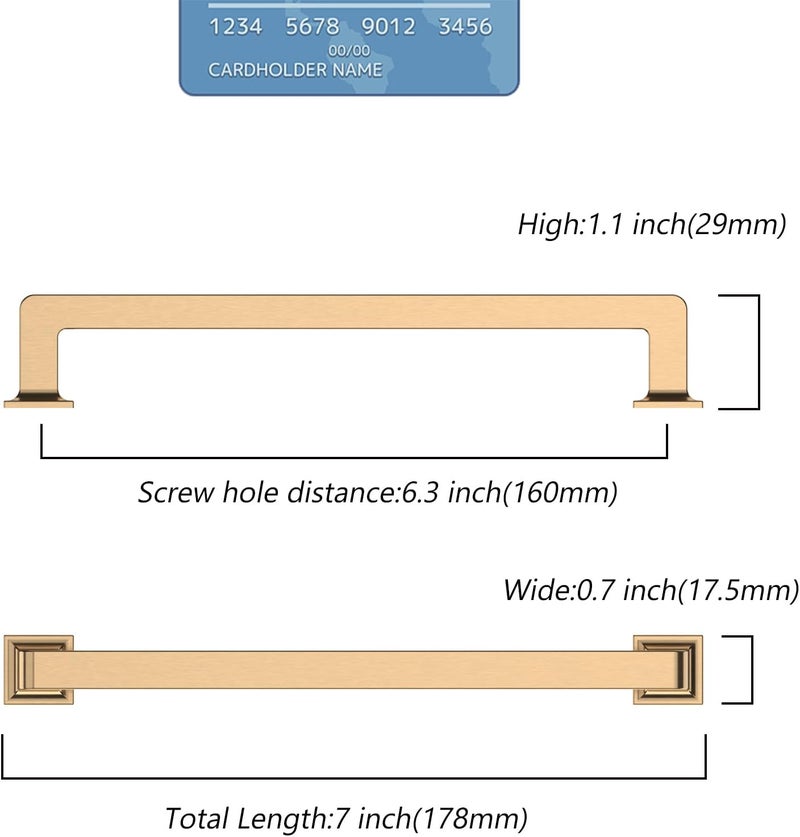 9BUILD 10 Pack 6.25 Inch Champagne Bronze Cabinet Pulls - Kitchen Handles & Drawer Pulls - Image 3