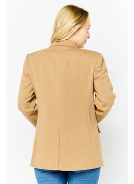 Michael Kors Women Fitted Long Sleeve One Button Blazer, Brown  - Image 4