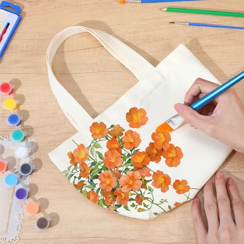 Oqqlin 10 Pcs Small Canvas Tote Bags, Lightweight Mini Blank Tote Bag Portable Reusable Grocery Shopping Cloth Bags for DIY, Painting, Welfare Gifts, Advertising (11.8 x 7.8 x 3.9 Inch, Beige) - Image 3