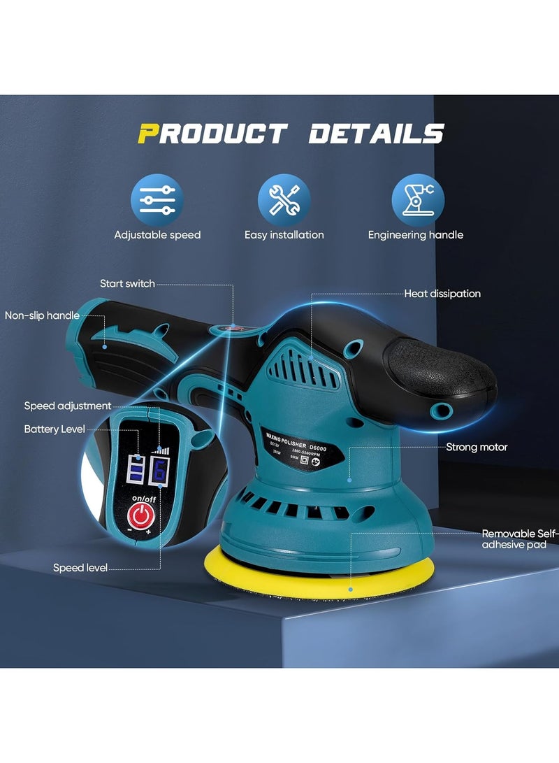 سناجل آلة تلميع متعددة الوظائف لاسلكية 12 فولت، آلة تلميع كهربائية للسيارات بسرعة متغيرة وأداة شمع للأحواض والزجاج والأثاث والمعادن والخشب وإزالة الصدأ، ومزيل صغير قابل لإعادة الشحن - Image 2