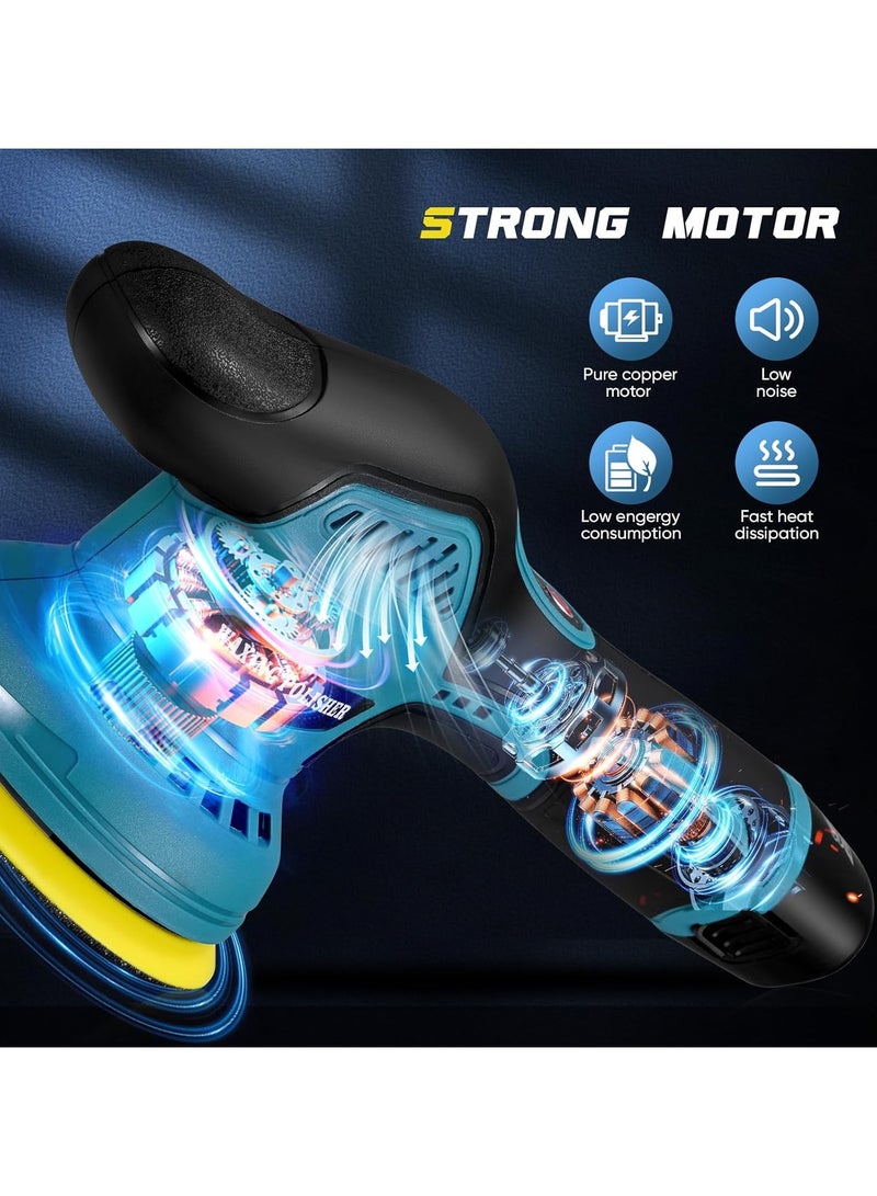 سناجل آلة تلميع متعددة الوظائف لاسلكية 12 فولت، آلة تلميع كهربائية للسيارات بسرعة متغيرة وأداة شمع للأحواض والزجاج والأثاث والمعادن والخشب وإزالة الصدأ، ومزيل صغير قابل لإعادة الشحن - Image 3