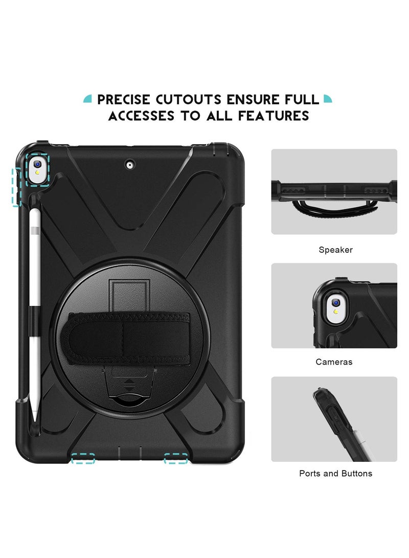 Procases Ipad Air 3 10.5 Inch Case 2017 Rugged Heavy Duty Shockproof Protective Cover Case With Rotating Kickstand Black - Image 4