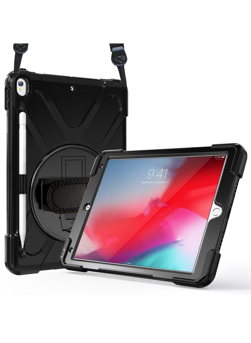 Procases Ipad Air 3 10.5 Inch Case 2017 Rugged Heavy Duty Shockproof Protective Cover Case With Rotating Kickstand Black - Image 1