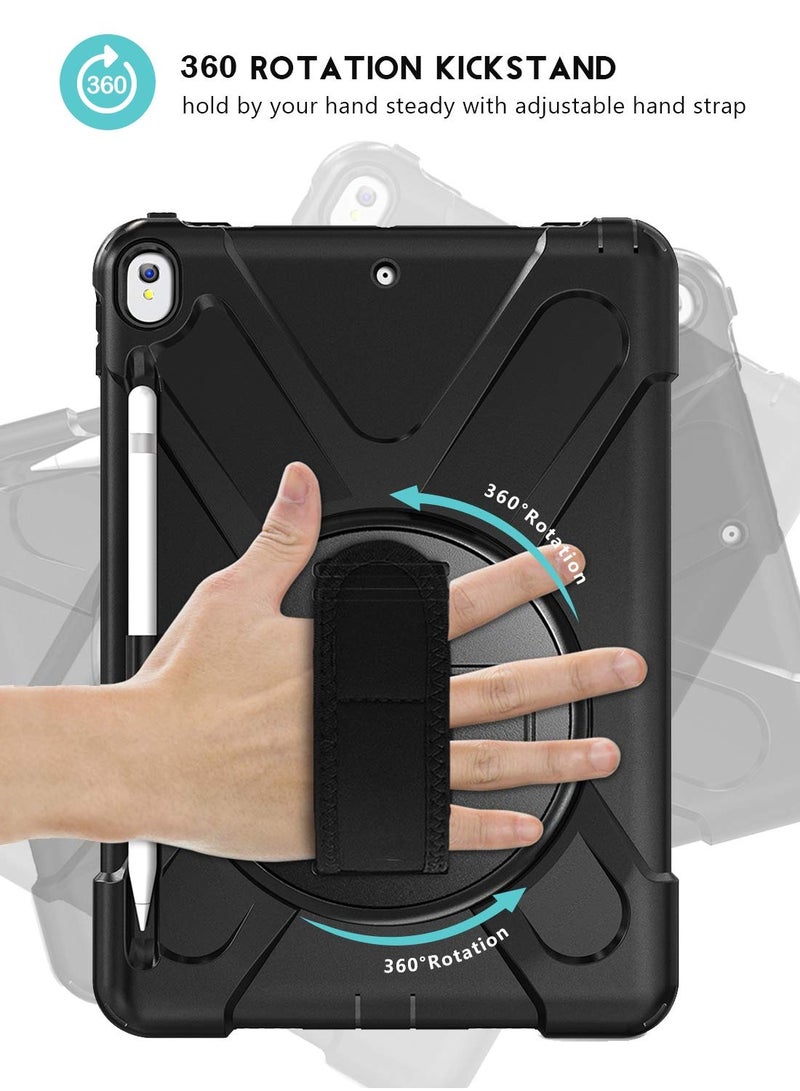 Procases Ipad Air 3 10.5 Inch Case 2017 Rugged Heavy Duty Shockproof Protective Cover Case With Rotating Kickstand Black - Image 3