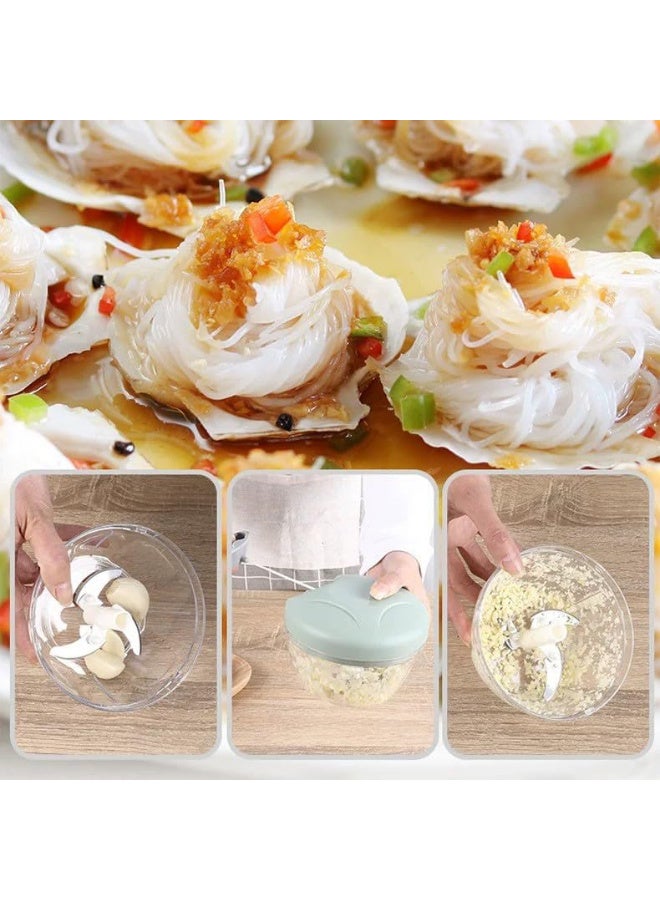 Manual Pull Cord Food Chopper for Vegetables, Garlic & Onion, Kitchen Mincer with  Container - Image 4