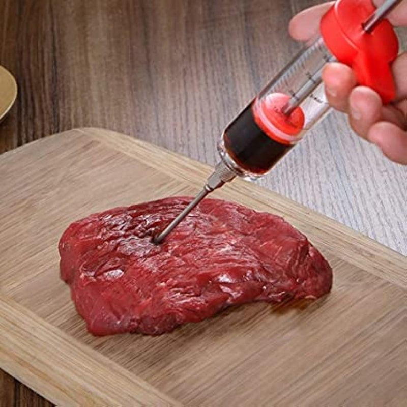 China Generic Cooking Syringe/Meat Syringe, Seasoning Syringe Set, Meat Marinade Syringe Seasoning, Kitchen Cooking Tool Stainless Steel (red) - Image 4