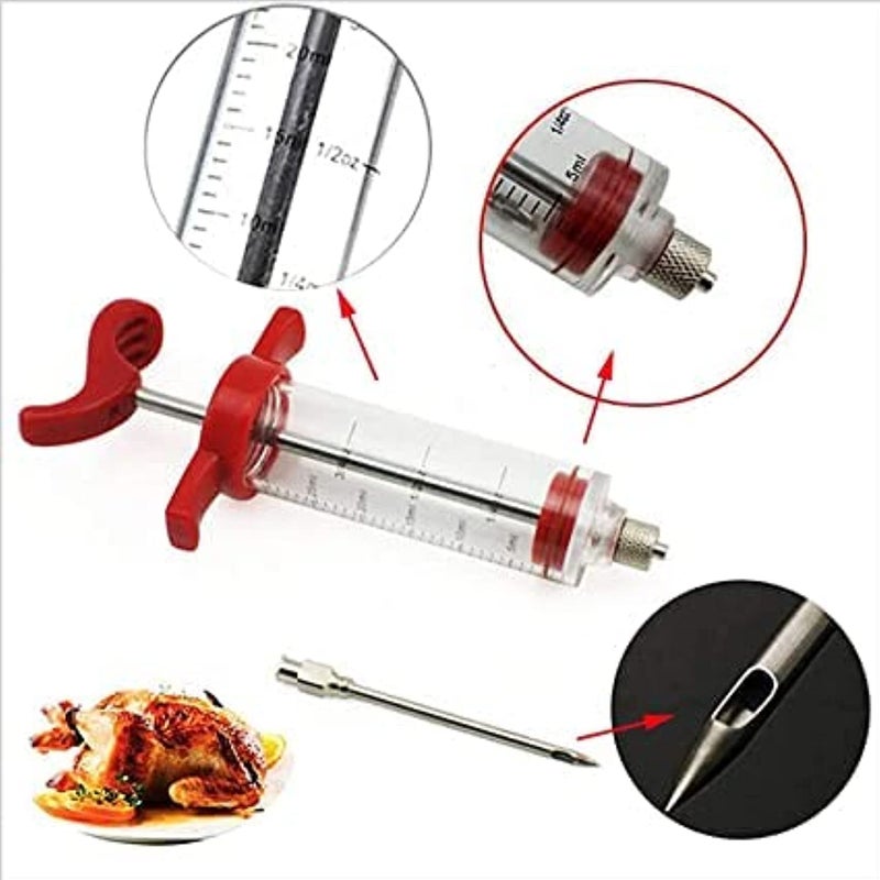 China Generic Cooking Syringe/Meat Syringe, Seasoning Syringe Set, Meat Marinade Syringe Seasoning, Kitchen Cooking Tool Stainless Steel (red) - Image 5