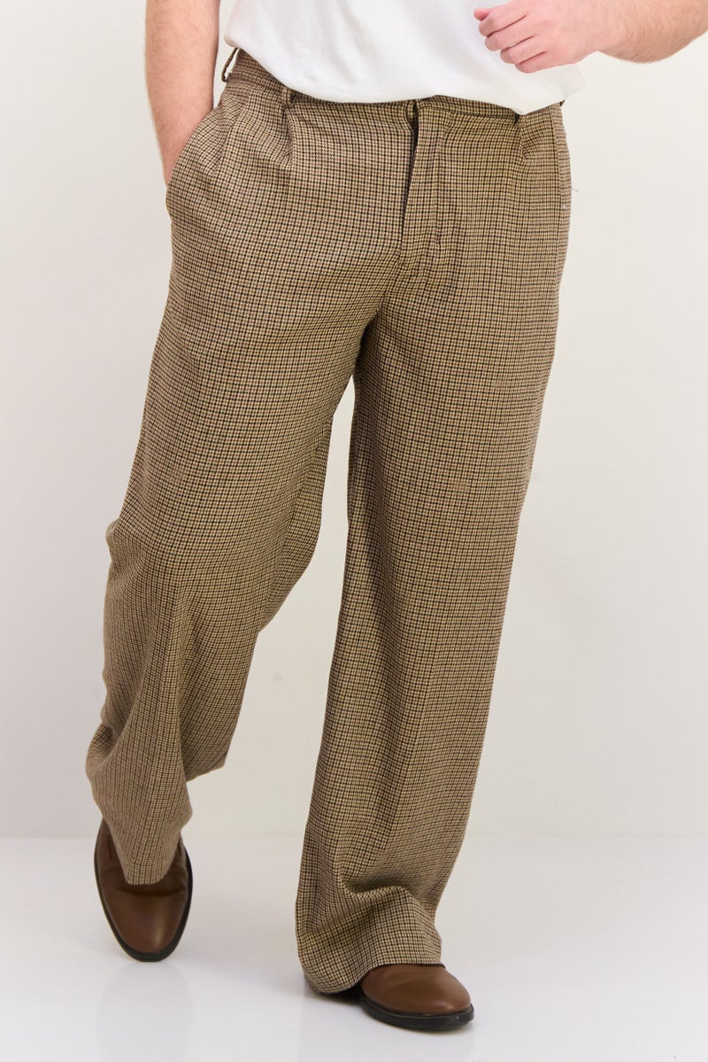 GANT سروال بدلة مطوي بنمط هوندستوث للرجال، مقاس عادي، متعدد الألوان - Image 1