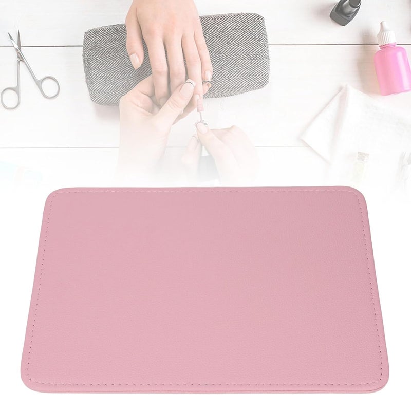 Manicure Desk Mat Nail Art Pad PU Leather Washable Heat Hand Rest with Litchi Pattern for Salon Table, Seating Support for Professional Nail Salons, Tools Storage - Image 2