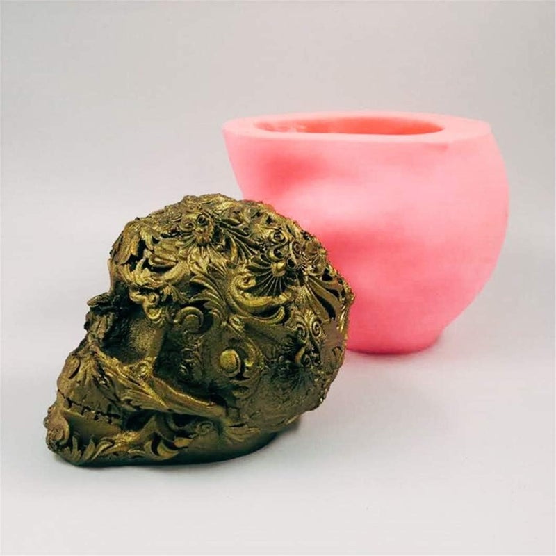 MONACO MONACO 3D ThreeDimensional Relief Flower Skull Silicone Mold Making Candle Resin Mold Chocolate Cake Decoration Food Mold  - Image 4