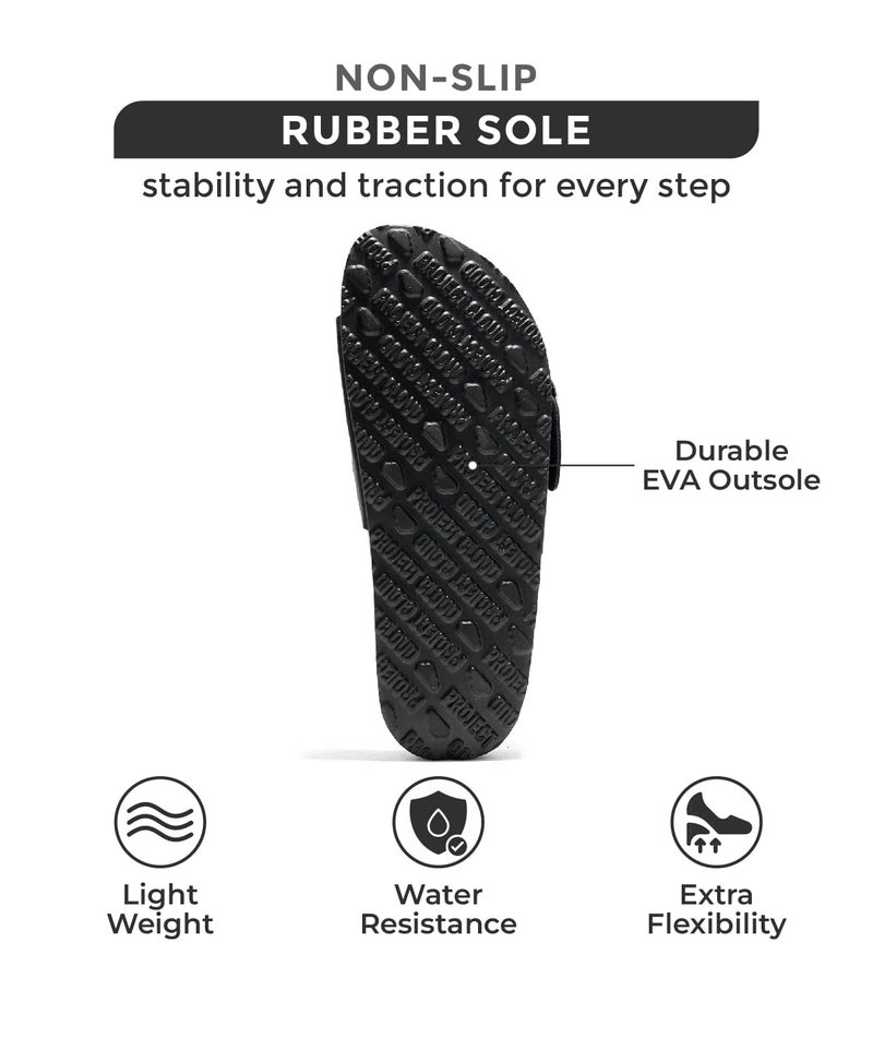 Project Cloud Genuine Leather Sandals Summer Beach Essentials - Flip Flops & Slides with Memory Foam Insole Womens Sandals Comfortable Women Footwear (Mykonos,Blackmatt,5.5) - Image 4