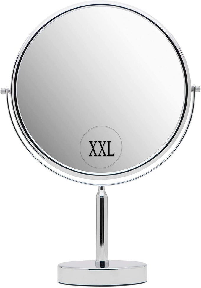 XXLARGE OVERSIZED 3X WEAK MAGNIFYING MIRROR WITH STAND FOR DESK TABLE RETAIL STORE COUNTERTOP AND MAKEUP VANITY DOUBLE SIDED 3X1X MAGNIFICATION 17 TALL AND 11 WIDE