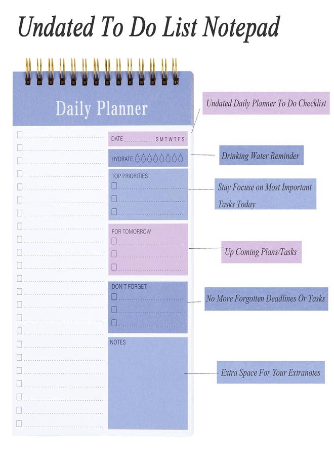 MSTONAL To Do List Notepad, 52 Sheets Daily Planner Notepad, 5.2"x7.8" To Do List Notebook, Undated Daily Planner 2025 for School/Office Supplies - Image 4