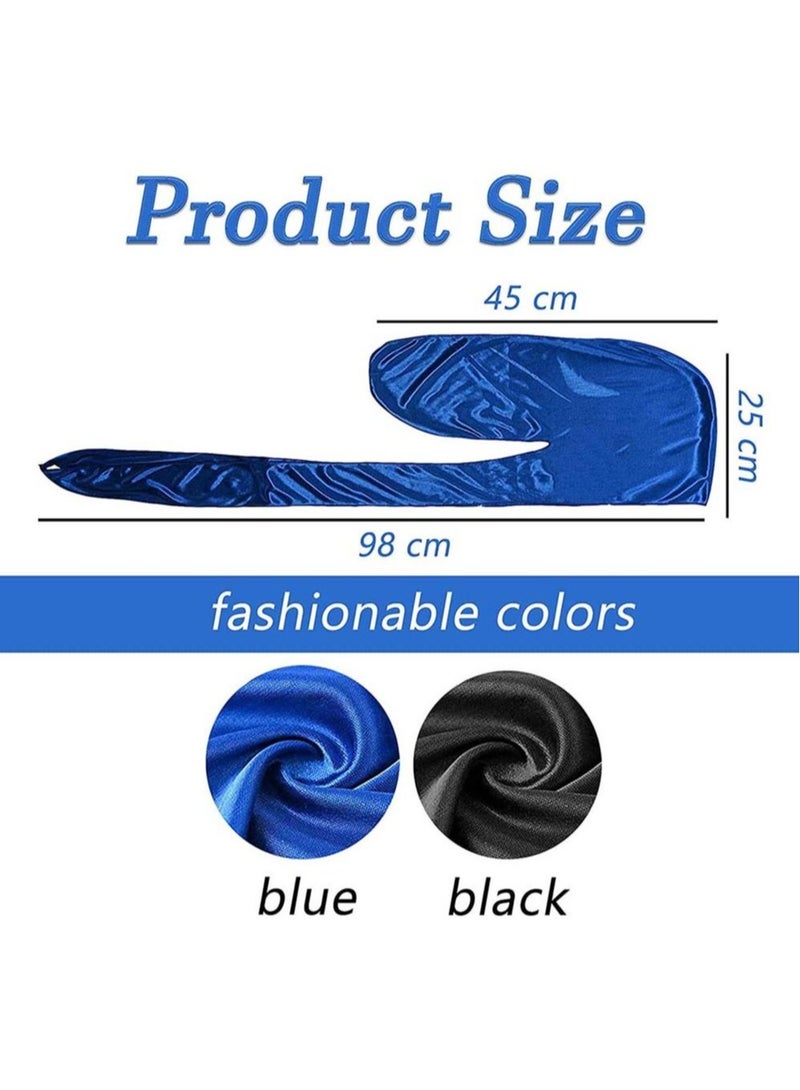 Captaintech Silky Durag Men Soft Silk 360 Wave Headwrap Unisex Cap Bandana Turban Hat with Long Tail and Wide Strap for Kids Women 2 Pcs - Image 4
