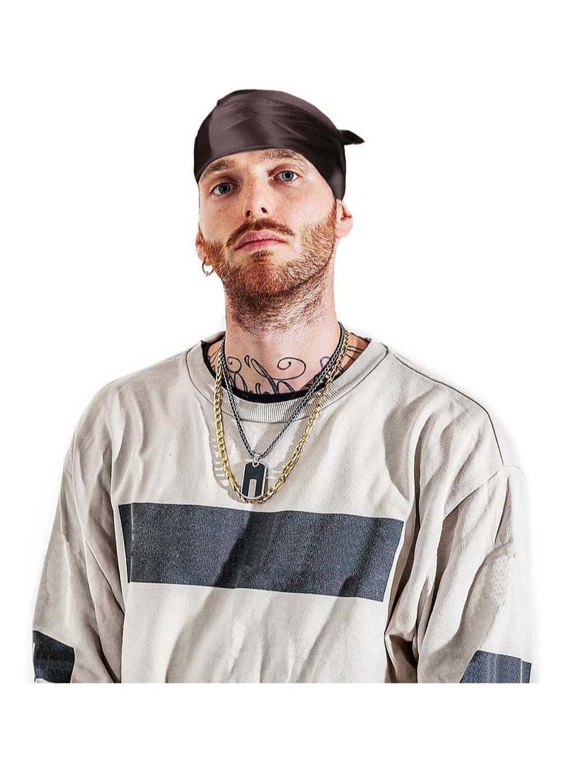 Captaintech Silky Durag Men Soft Silk 360 Wave Headwrap Unisex Cap Bandana Turban Hat with Long Tail and Wide Strap for Kids Women 2 Pcs - Image 2