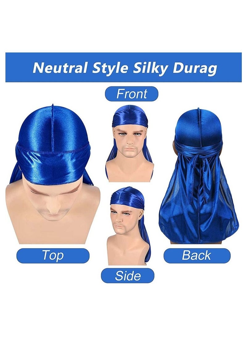 Captaintech Silky Durag Men Soft Silk 360 Wave Headwrap Unisex Cap Bandana Turban Hat with Long Tail and Wide Strap for Kids Women 2 Pcs - Image 5