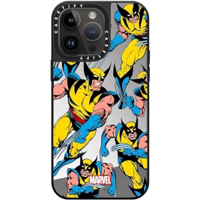 Casetify Mirror iPhone 14 Pro Max Case 【Deadpool & Wolverine Co-Lab / 4.9ft Drop Protection/Magsafe】 - Wolverine Pattern Case - Silver on Black - Image 3