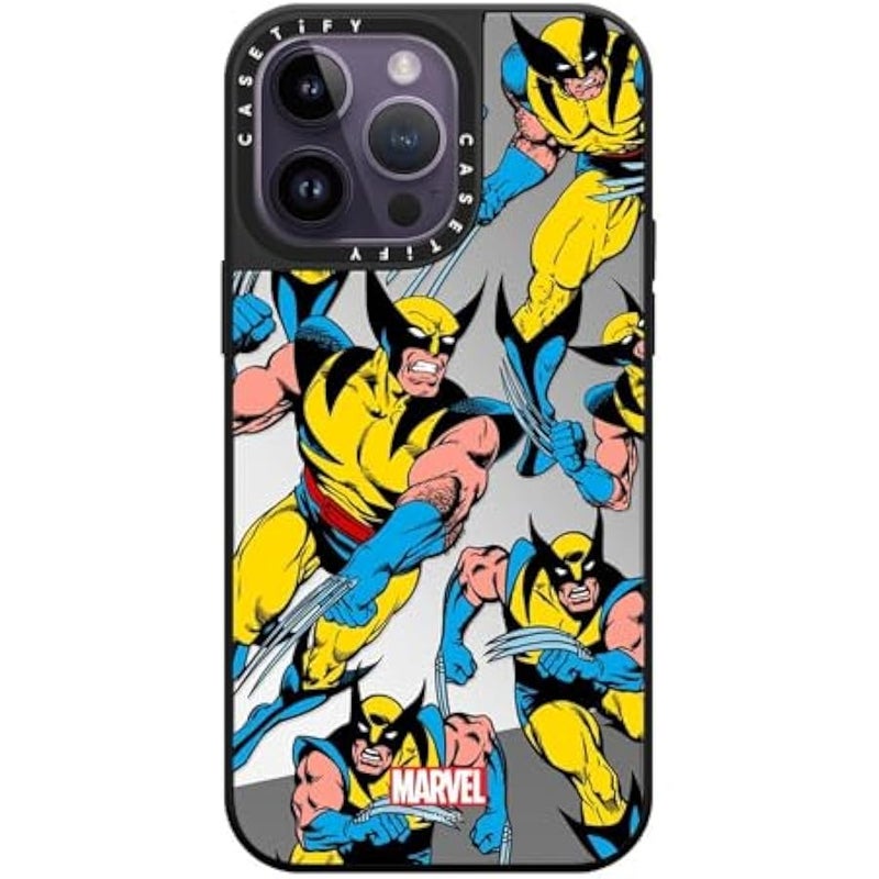 Casetify Mirror iPhone 14 Pro Max Case 【Deadpool & Wolverine Co-Lab / 4.9ft Drop Protection/Magsafe】 - Wolverine Pattern Case - Silver on Black - Image 2