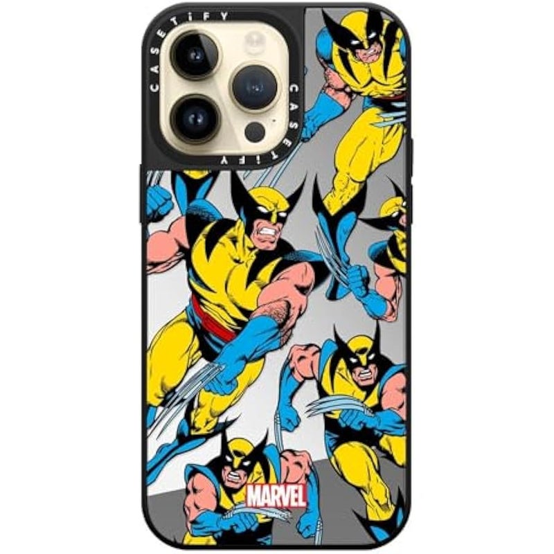 Casetify Mirror iPhone 14 Pro Max Case 【Deadpool & Wolverine Co-Lab / 4.9ft Drop Protection/Magsafe】 - Wolverine Pattern Case - Silver on Black - Image 4