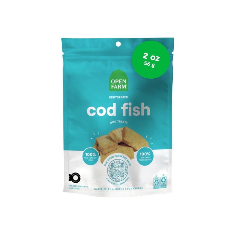 Open Farm Dehydrated Dog Treats High Protein Low Carbohydrate Dog Snacks Crunchy Texture Single Ingredient WildCaught Cod Fish Recipe 2oz Pouch - Image 2