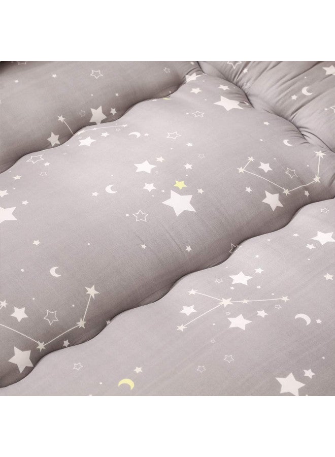 MAXYOYO Grey Constellation Japanese Floor Futon Mattress, Tatami Floor Mat Portable Camping Mattress Kids Sleeping Pad Foldable Roll Up Floor Lounger Couch Bed with Mattress Protector Queen Size  - Image 3