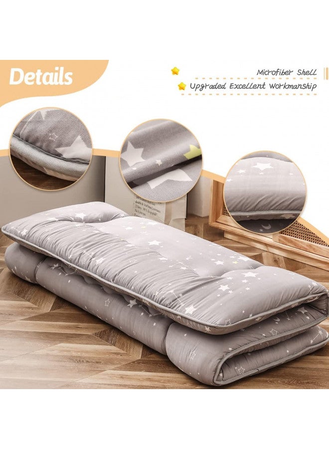 MAXYOYO Grey Constellation Japanese Floor Futon Mattress, Tatami Floor Mat Portable Camping Mattress Kids Sleeping Pad Foldable Roll Up Floor Lounger Couch Bed with Mattress Protector Queen Size  - Image 2