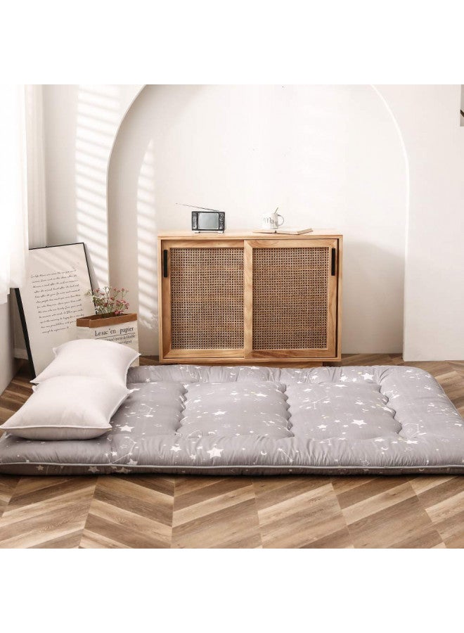 MAXYOYO Grey Constellation Japanese Floor Futon Mattress, Tatami Floor Mat Portable Camping Mattress Kids Sleeping Pad Foldable Roll Up Floor Lounger Couch Bed with Mattress Protector Queen Size  - Image 4