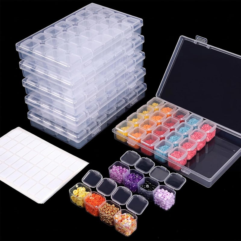 SGHUO 168 Slots 6pcs 28 Grids Diamond Painting Boxes Plastic Organizer, Bead Organizer - Image 1