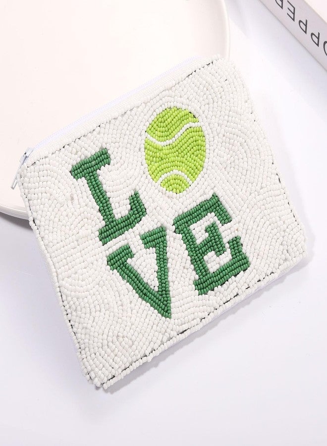 ARATLENCH Beaded Coin Purse Jellyfish Tennis Seed Beaded Small Zipper Pouch Wallet Game Day Sports Birthday Gift (tennis beaded coin purse) - Image 4
