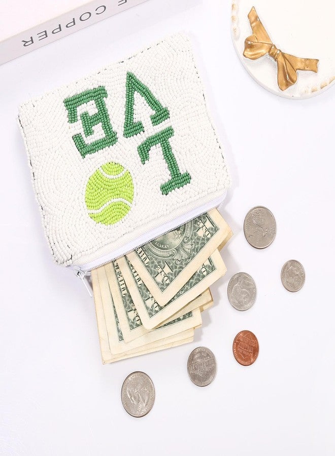 ARATLENCH Beaded Coin Purse Jellyfish Tennis Seed Beaded Small Zipper Pouch Wallet Game Day Sports Birthday Gift (tennis beaded coin purse) - Image 3