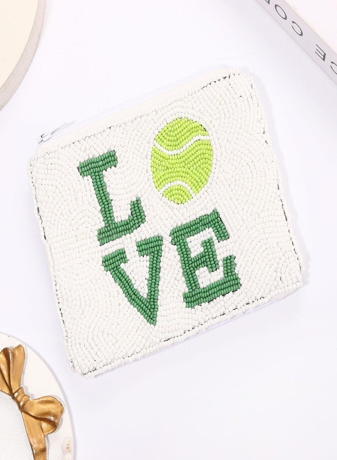 ARATLENCH Beaded Coin Purse Jellyfish Tennis Seed Beaded Small Zipper Pouch Wallet Game Day Sports Birthday Gift (tennis beaded coin purse) - Image 2