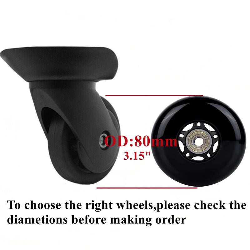ORO 1 Pair Luggage Wheels Replacement 8024mm with 8mm(0.31") Bearings 35mm(1.37") 40mm(1.57") Axles Wrenchs Repair Set for Suitcae - Image 4