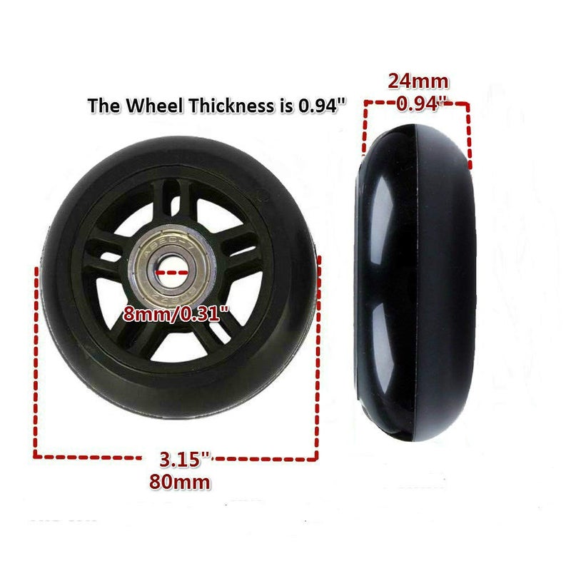 ORO 1 Pair Luggage Wheels Replacement 8024mm with 8mm(0.31") Bearings 35mm(1.37") 40mm(1.57") Axles Wrenchs Repair Set for Suitcae - Image 2