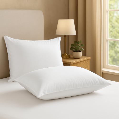 Welspun Easy Sleep Microfiber Pillow Set of 2 | Soft Density Neck Support Pillows for Back Sleepers | Luxurious Hotel-Style Pillow Fillers | 16 x 24 Inches | White - Image 1