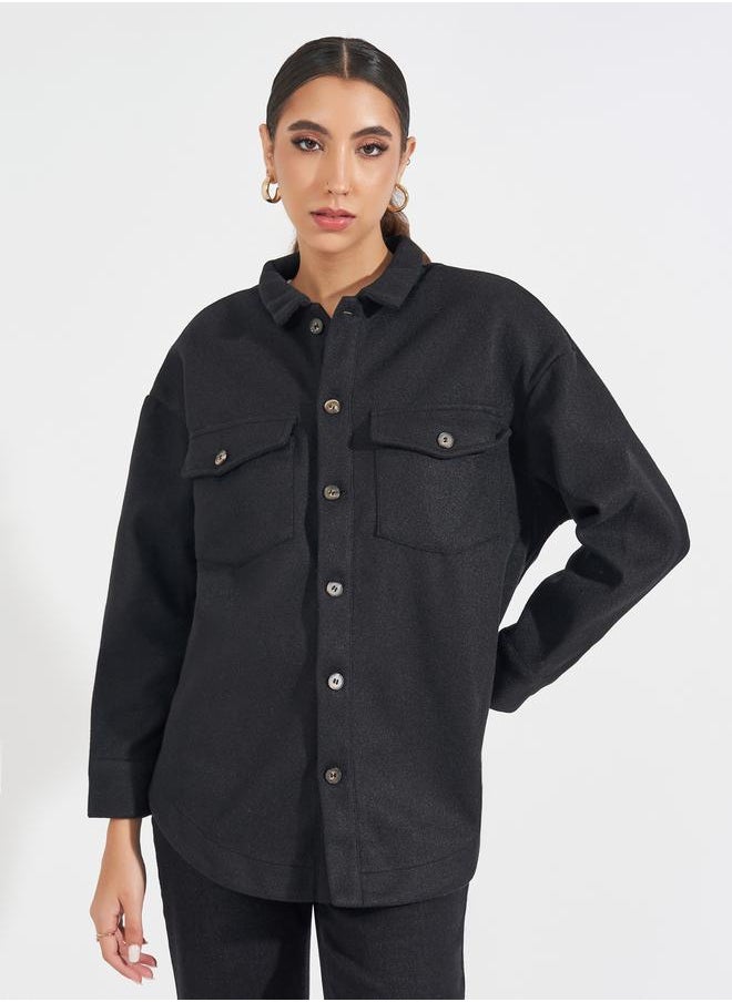 Styli - Oversized Longline Wool Like Shacket - Image 1