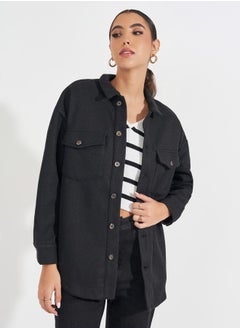 Oversized Longline Wool Like Shacket