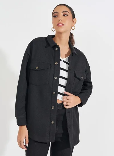 Styli Oversized Longline Wool Like Shacket