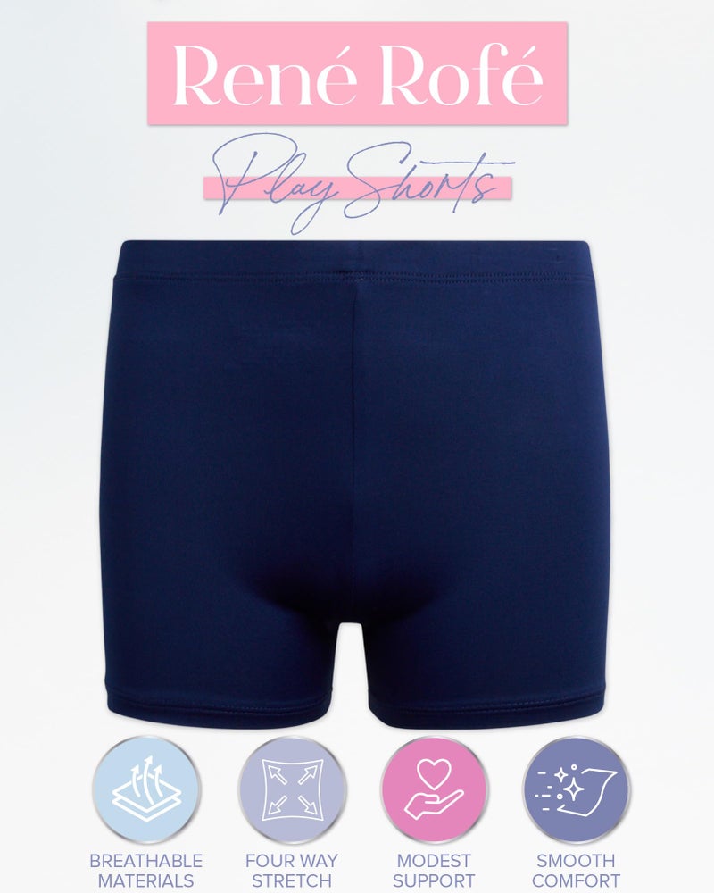 Rene Rofe Girls Athletic Shorts - 4 Pack Soft Stretch Breathable Girls Bike Shorts Four-Way Stretch Cheer Dance Sports Short, Size 10-12, Uniform Navy - Image 2