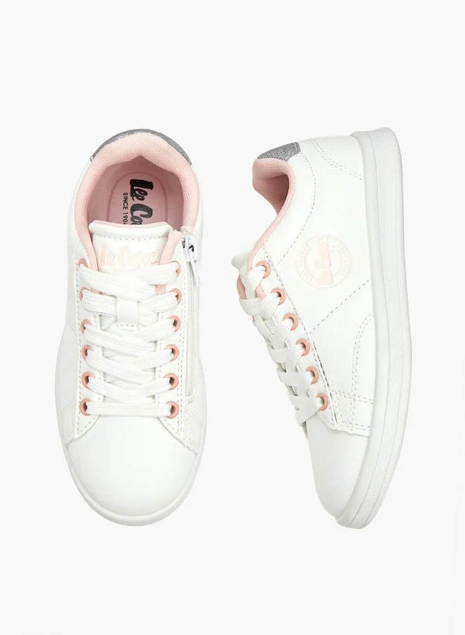 لي كوبر Girl's Logo Detail Sneakers with Lace-Up Closure