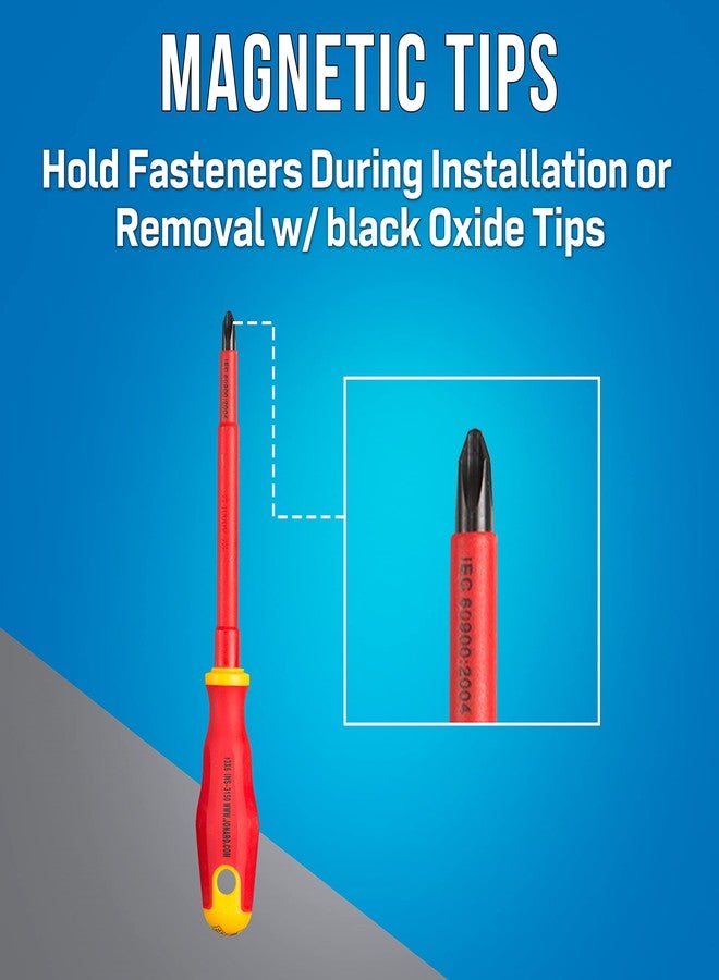 جونارد تولز مجموعة مفكات براغي معزولة TK-70INS من Jonard Tools، مكونة من 7 قطع، مع مفكات براغي فيليبس رقم 1 و2 و3 وأربع مفكات براغي معزولة بفتحات في الخزانة - Image 5