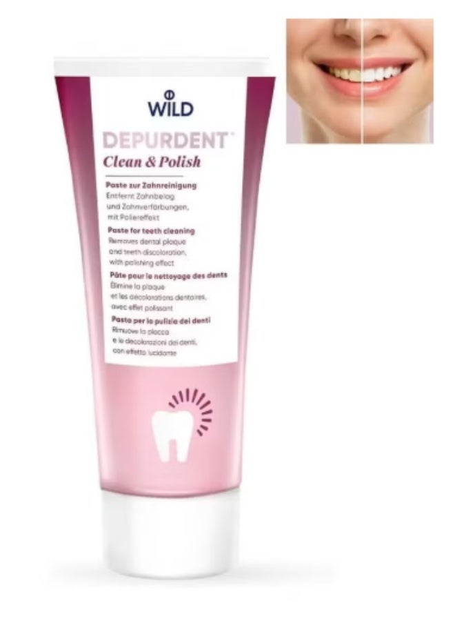 WILD معجون أسنان للتنظيف والتلميع، تنظيف عميق لإزالة بقع الشاي من الأسنان، تأثير إزالة البقع والتلميع - 75 مل - Image 2