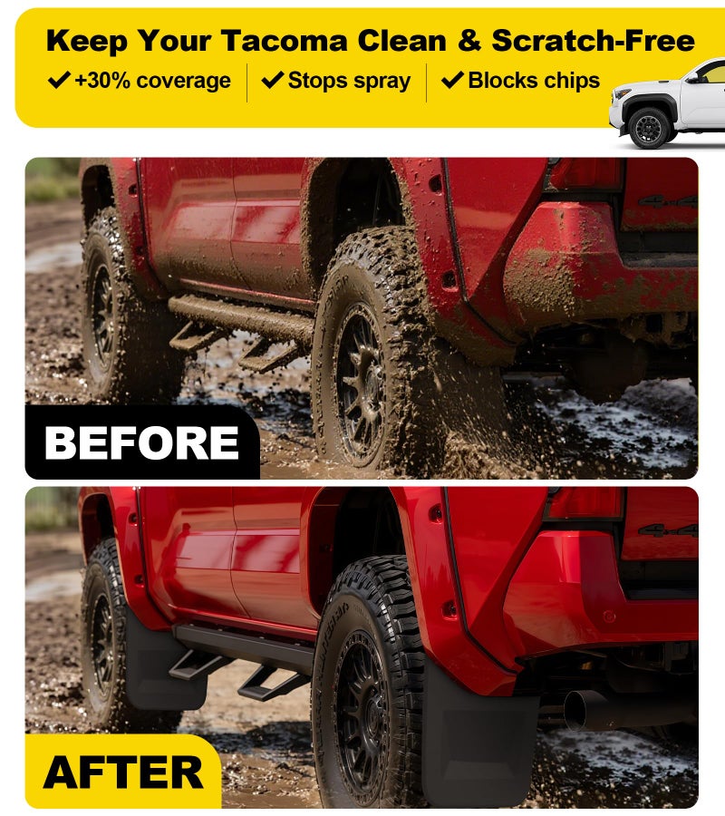 NEOXIST No-Drill Mud Flaps for 2024-2026 Toyota Tacoma 4th Gen Accessories Mudflaps Splash Guards Front Rear Mudguard Set - Image 3