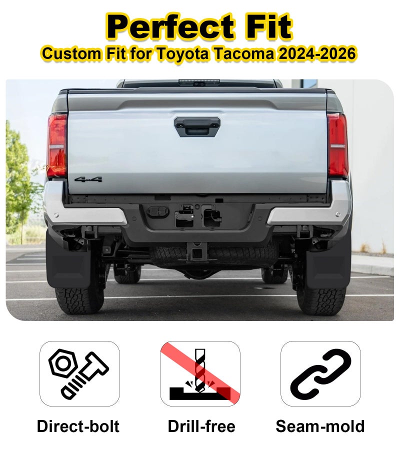 NEOXIST No-Drill Mud Flaps for 2024-2026 Toyota Tacoma 4th Gen Accessories Mudflaps Splash Guards Front Rear Mudguard Set - Image 5