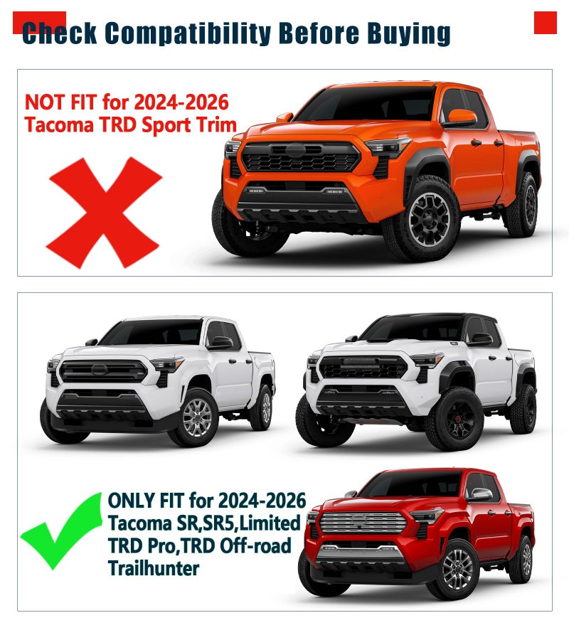 NEOXIST No-Drill Mud Flaps for 2024-2026 Toyota Tacoma 4th Gen Accessories Mudflaps Splash Guards Front Rear Mudguard Set - Image 2