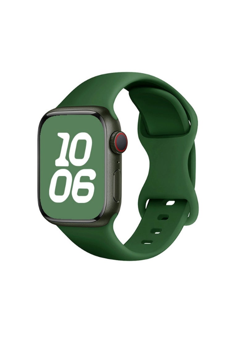Dark Green 38/40/41mm Compatible With Apple Watch Butterfly Buckle, Suitable For Men And Women, Silicone Eight-Shaped Buckle Strap Wristband Compatible With Iwatch Full Series - Image 1
