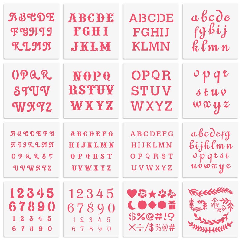 6x6in Alphabet Letter  Number Cookie Stencils for Royal Icing  Sugar Cookie Decoration  16 Pcs Assorted Sizes