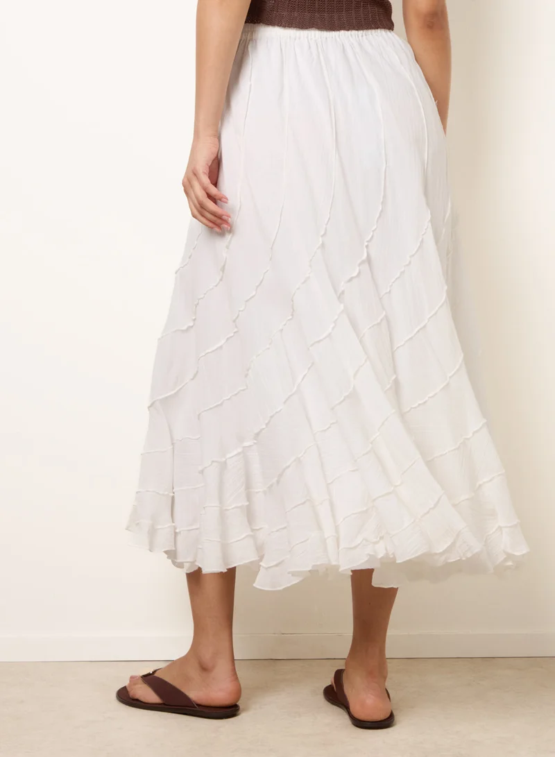 بلو فانيلا Panelled Overlocked Frill Maxi Skirt