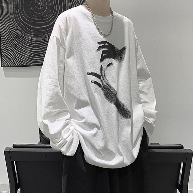 Plus-Sized Long-Sleeved T-Shirt Men'S Fat Top Trendy Hong Kong Style Long T-Shirt Student Casual Base Shirt - Image 2