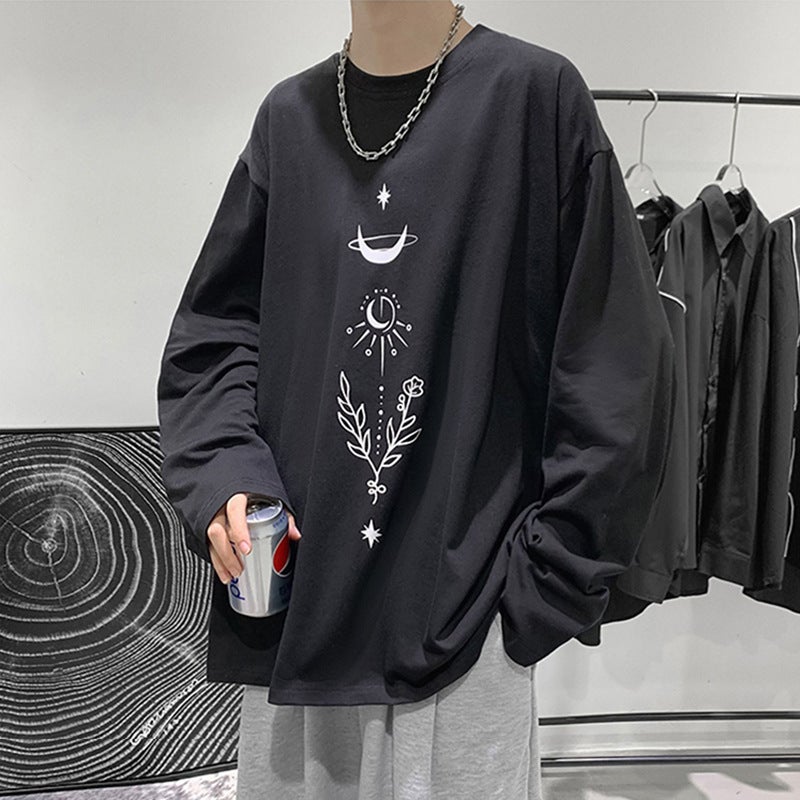 Plus-Sized Long-Sleeved T-Shirt Men'S Fat Top Trendy Hong Kong Style Long T-Shirt Student Casual Base Shirt - Image 5