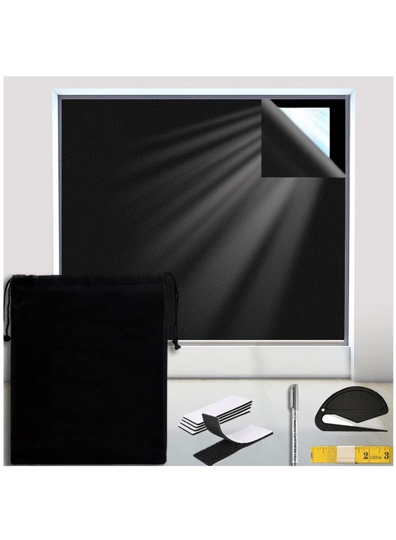 SOLARAE Blackout Blind, Portable Blackout Blinds Stick On Window No Drill, Blackout Material Blinds Blackout Curtains for Bedroom Nursery Loft Travel RV Car 300x145cm - Image 1